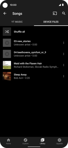 Press the required audio file. Press the required audio file.