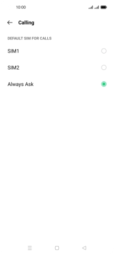 Press the required setting. Press the required setting.