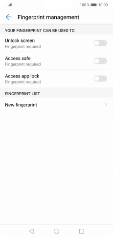 Press New fingerprint. Press New fingerprint.