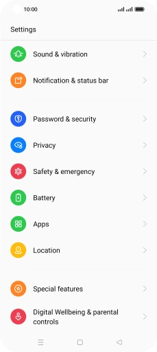 Press Password & security. Press Password & security.