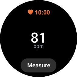 Press Measure and wait while the smartwatch measures your heart rate. Press Measure and wait while the smartwatch measures your heart rate.