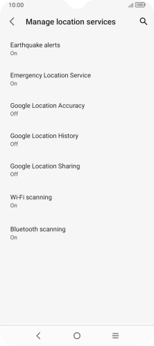 Press Google Location Accuracy. Press Google Location Accuracy.