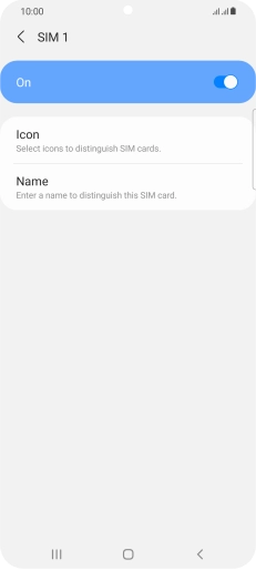 Press the indicator to turn use of the SIM on or off. Press the indicator to turn use of the SIM on or off.