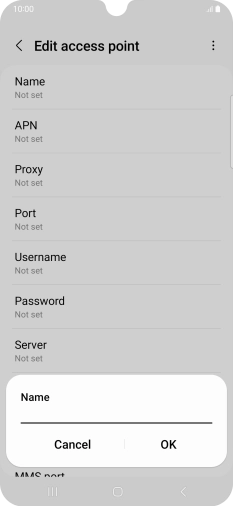 Key in EE Internet and press OK. Key in EE Internet and press OK.