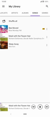Press the song title at the bottom of the screen. Press the song title at the bottom of the screen.