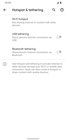 Press Wi-Fi hotspot. Press Wi-Fi hotspot.