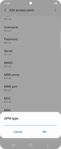 Key in default and press OK. Key in default and press OK.