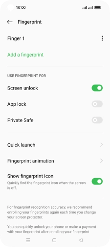 Press the menu icon next to the required fingerprint. Press the menu icon next to the required fingerprint.