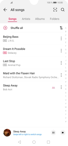 Press the song title at the bottom of the screen. Press the song title at the bottom of the screen.