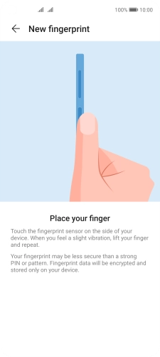 Follow the instructions on the screen to create the phone lock code using your fingerprint. Follow the instructions on the screen to create the phone lock code using your fingerprint.