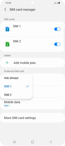 Press the required setting. Press the required setting.