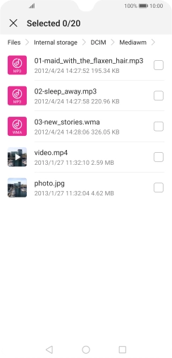 Press the required file. Press the required file.