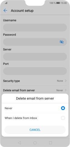 Press Never to keep email on the server when you delete them on your phone.