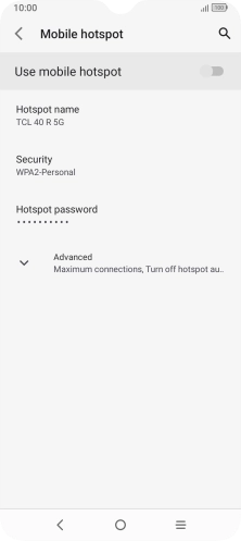 Press Hotspot name and key in the required name for the Wi-Fi hotspot. Press Hotspot name and key in the required name for the Wi-Fi hotspot.