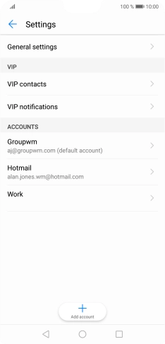 Press the required email account. Press the required email account.