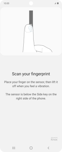 Follow the instructions on the screen to create the phone lock code using your fingerprint. Follow the instructions on the screen to create the phone lock code using your fingerprint.