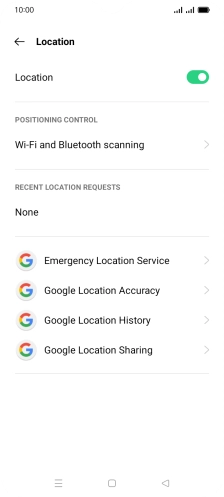 Press Google Location Accuracy. Press Google Location Accuracy.