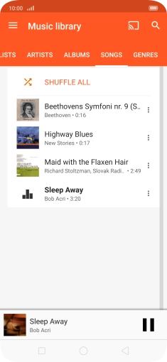 Press the song title at the bottom of the screen. Press the song title at the bottom of the screen.