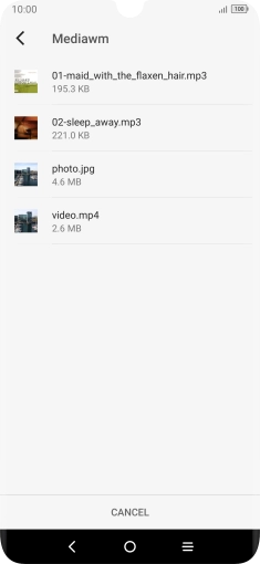 Press the required file. Press the required file.
