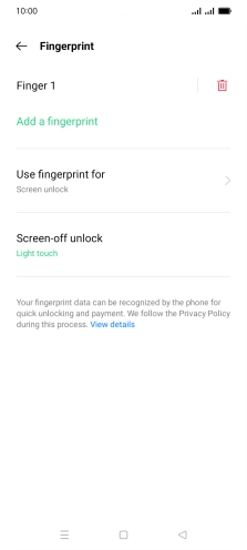 Press the delete icon next to the required fingerprint. Press the delete icon next to the required fingerprint.
