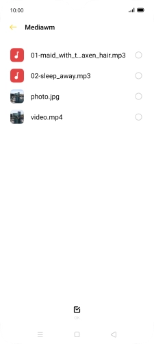 Press the required file. Press the required file.