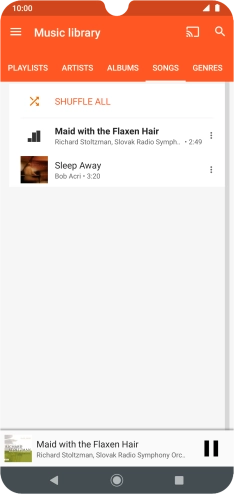 Press the song title at the bottom of the screen. Press the song title at the bottom of the screen.