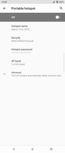 Press Hotspot name and key in the required name for the Wi-Fi hotspot. Press Hotspot name and key in the required name for the Wi-Fi hotspot.