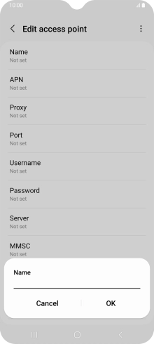 Key in EE Internet and press OK. Key in EE Internet and press OK.
