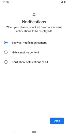 Press the required setting. Press the required setting.