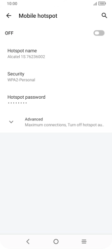Press Hotspot name and key in the required name for the Wi-Fi hotspot. Press Hotspot name and key in the required name for the Wi-Fi hotspot.