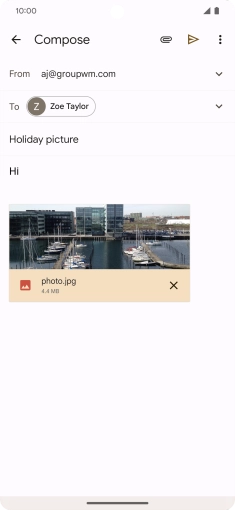 Press the send icon when you've finished your email. Press the send icon when you've finished your email.