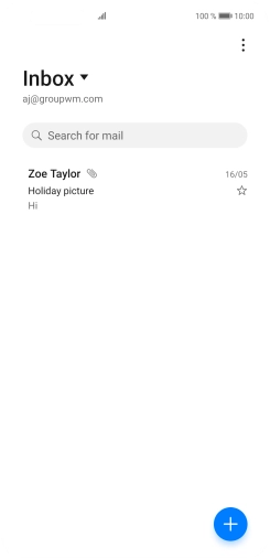 Press the email account drop down list. Press the email account drop down list.