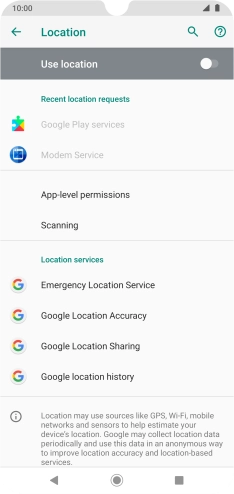 Press Google Location Accuracy. Press Google Location Accuracy.