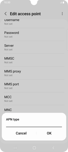 Key in default and press OK. Key in default and press OK.