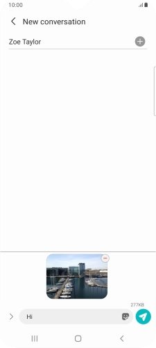 Press the send icon when you've finished your MMS. Press the send icon when you've finished your MMS.