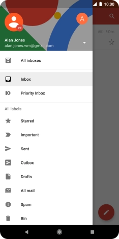 Press the required email account. Press the required email account.