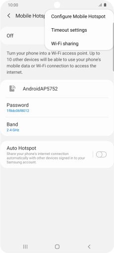 Press Configure Mobile Hotspot. Press Configure Mobile Hotspot.