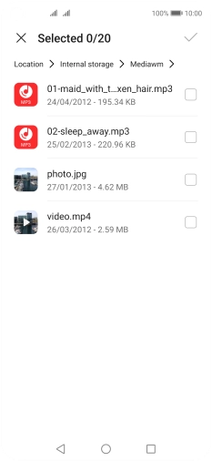 Press the required file. Press the required file.