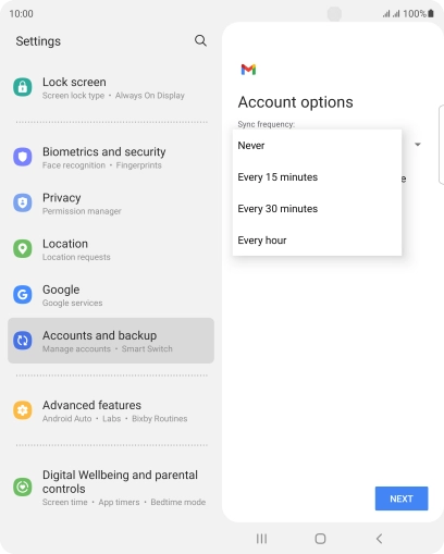 Press the required setting. Press the required setting.