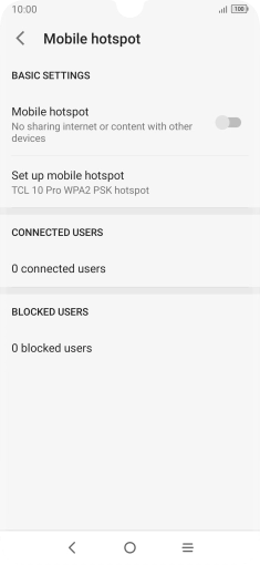 Press Set up mobile hotspot. Press Set up mobile hotspot.