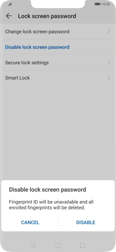 Key in the current phone lock code and press DISABLE. Key in the current phone lock code and press DISABLE.