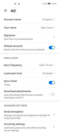 Press Account name and key in the required name. Press Account name and key in the required name.