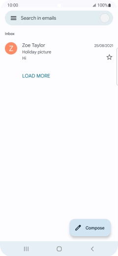 Press the email account icon. Press the email account icon.