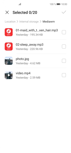 Press the required file. Press the required file.