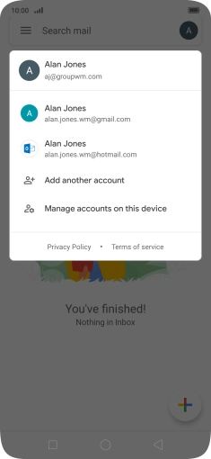 Press the required email account. Press the required email account.