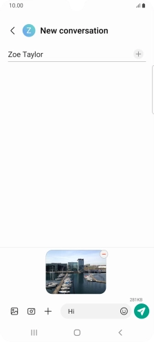 Press the send icon when you've finished your MMS. Press the send icon when you've finished your MMS.