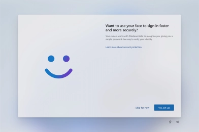 Follow the instructions on the screen to turn on face recognition for unlocking your laptop or click Skip for now. Follow the instructions on the screen to turn on face recognition for unlocking your laptop or click Skip for now.