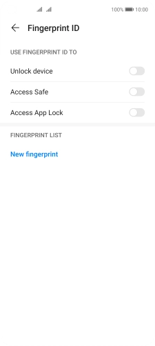 Press New fingerprint. Press New fingerprint.