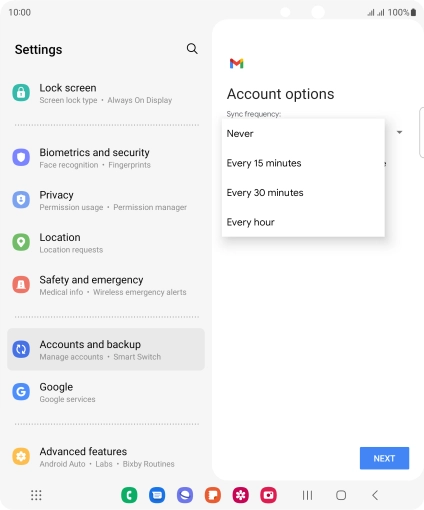 Press the required setting. Press the required setting.