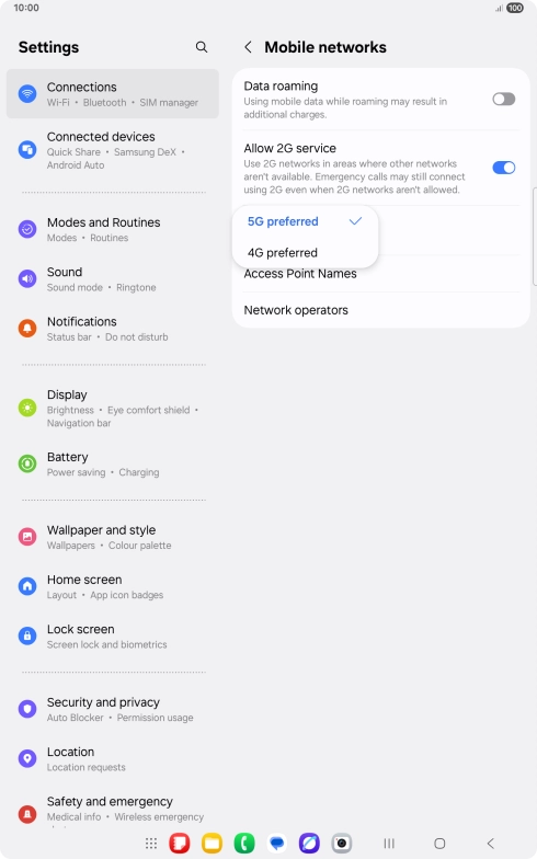 Press the required network mode. Press the required network mode.